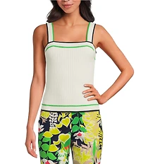 Trina Turk Break Point Stripe Square Neck Sleeveless Cami
