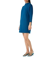 Trina Turk Caracas Ponte Funnel Neck 3/4 Sleeve Wedge Mini Dress