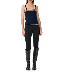 Trina Turk Casady Knit Square Neck Sleeveless Contrast Trim Cami