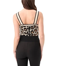 Trina Turk Casady Leopard Knit Square Neck Sleeveless Cami