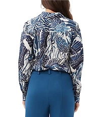 Trina Turk Cassavetes Printed Point Collar Long Sleeve Button Down Shirt