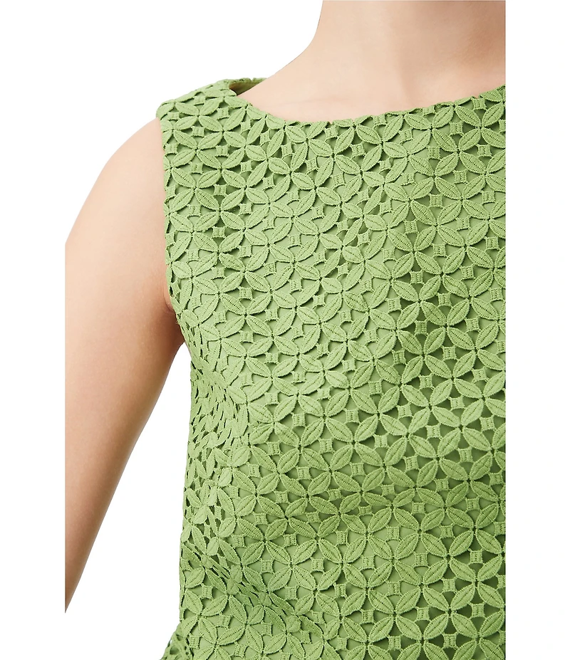 Trina Turk Cayley Geometric Lace Boat Neck Sleeveless Coordinating Boxy Top