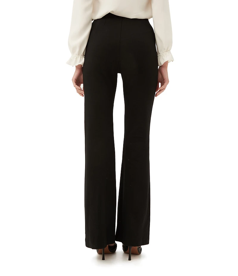 Trina Turk Chimayo 3 Ponte Knit High Waisted Side Zip Flare Leg Pants