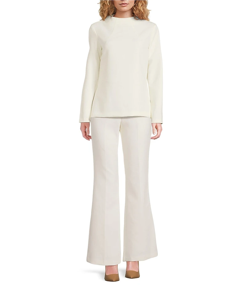 Trina Turk Chimayo Luxe Drape Mid Rise Flare Leg Tailored Pants