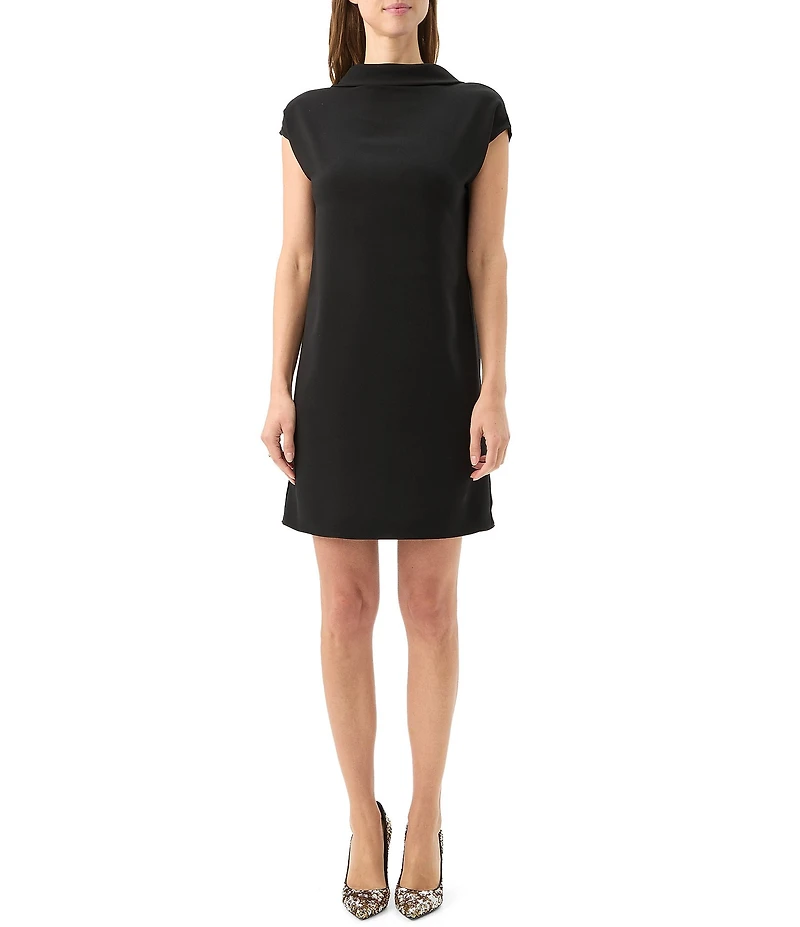 Trina Turk Chorus Georgette Mock Neck Cap Sleeve Back Sequin Inset Mini Dress