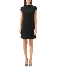 Trina Turk Chorus Georgette Mock Neck Cap Sleeve Back Sequin Inset Mini Dress