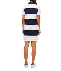 Trina Turk Conners Cozy Ponte Stripe Point Collar Short Sleeve Dress