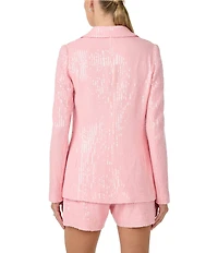 Trina Turk Coordinating Alternates Sequin Notch Lapel Long Sleeve Flap Pocket Blazer