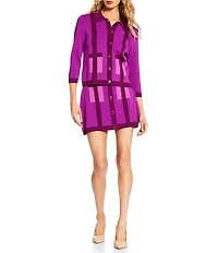 Trina Turk Coordinating Artemis Knit Block Pattern Patch Pocket Mini Skirt