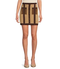 Trina Turk Coordinating Artemis Knit Block Pattern Patch Pocket Mini Skirt