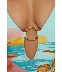 Trina Turk Cyclades Bamboo Ring Plunge One Piece Swimsuit