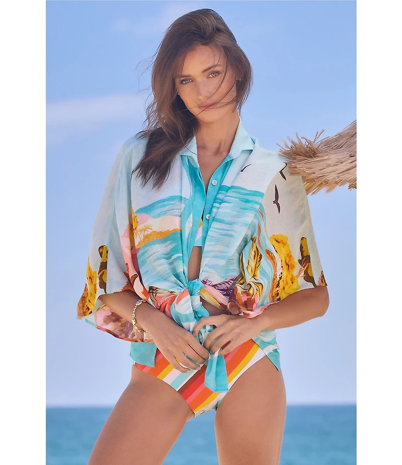 Trina Turk Cyclades Button Front Shirt Swim Cover-Up