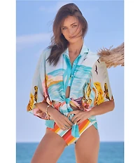 Trina Turk Cyclades Button Front Shirt Swim Cover-Up