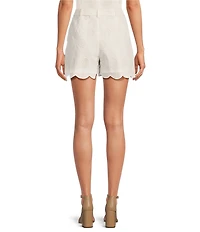 Trina Turk Deuce Eyelet Belted Scallop Shorts