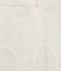 Trina Turk Deuce Eyelet Belted Scallop Shorts