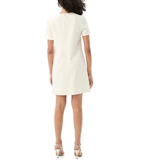 Trina Turk Diamonds Crew Neck Short Sleeve Embellished Bow Front Mini Dress