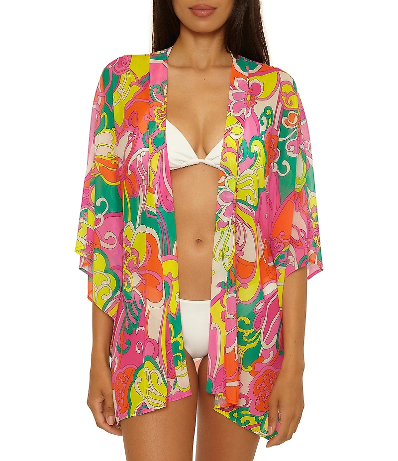 Trina Turk Elara Mesh Open Front Tunic Swim Cover-Up