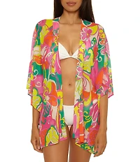 Trina Turk Elara Mesh Open Front Tunic Swim Cover-Up