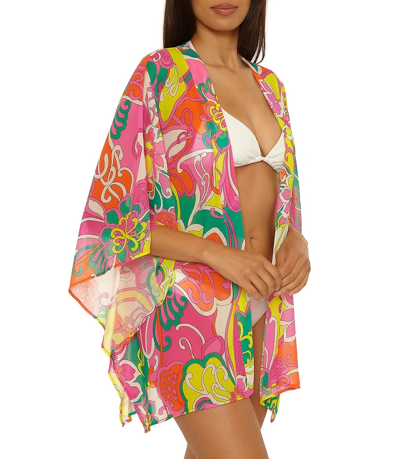 Trina Turk Elara Mesh Open Front Tunic Swim Cover-Up