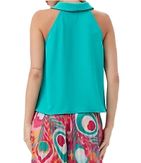 Trina Turk Eze Fold Over Halter Neck Sleeveless Top