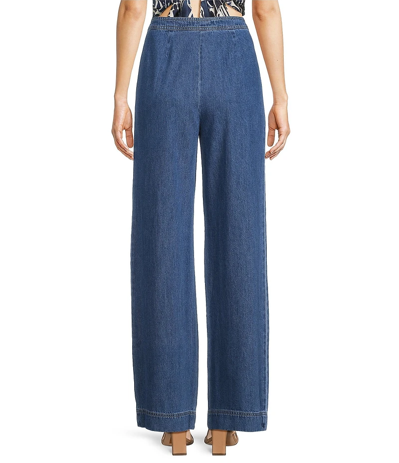 Trina Turk Ferrer Denim Patch Pocket Wide Leg Jeans