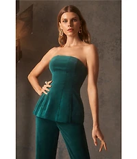 Trina Turk Finale Velveteen Strapless Sleeveless Peplum Coordinating Top