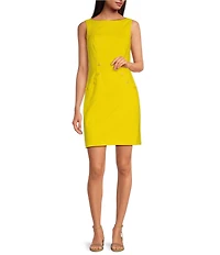 Trina Turk Geometric Jacquard Boat Neck Sleeveless Sheath Dress