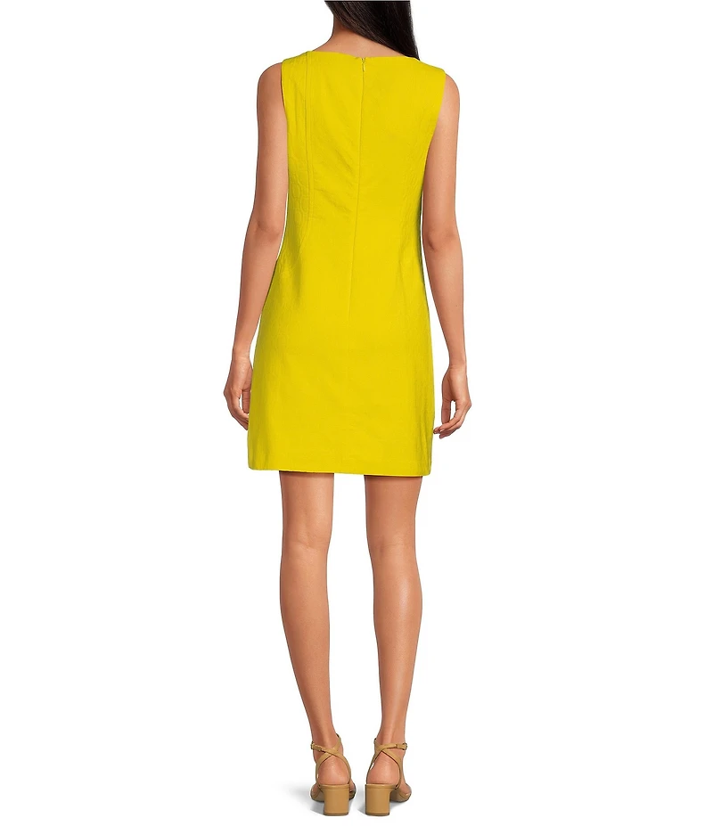 Trina Turk Geometric Jacquard Boat Neck Sleeveless Sheath Dress