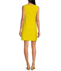 Trina Turk Geometric Jacquard Boat Neck Sleeveless Sheath Dress