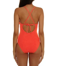 Trina Turk Golden Oasis Lace-Up Grommet One Piece Swimsuit