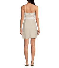 Trina Turk Grasse Stretch Linen Halter Neck Sleeveless Side Cutout Dress
