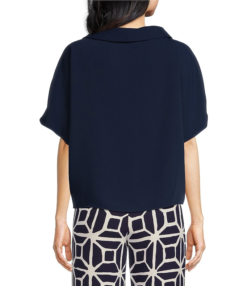 Trina Turk Honeysuckle Folded Boat Neck Short Dolman Sleeve Top