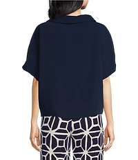 Trina Turk Honeysuckle Folded Boat Neck Short Dolman Sleeve Top
