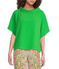 Trina Turk Honeysuckle Folded Boat Neck Short Dolman Sleeve Top