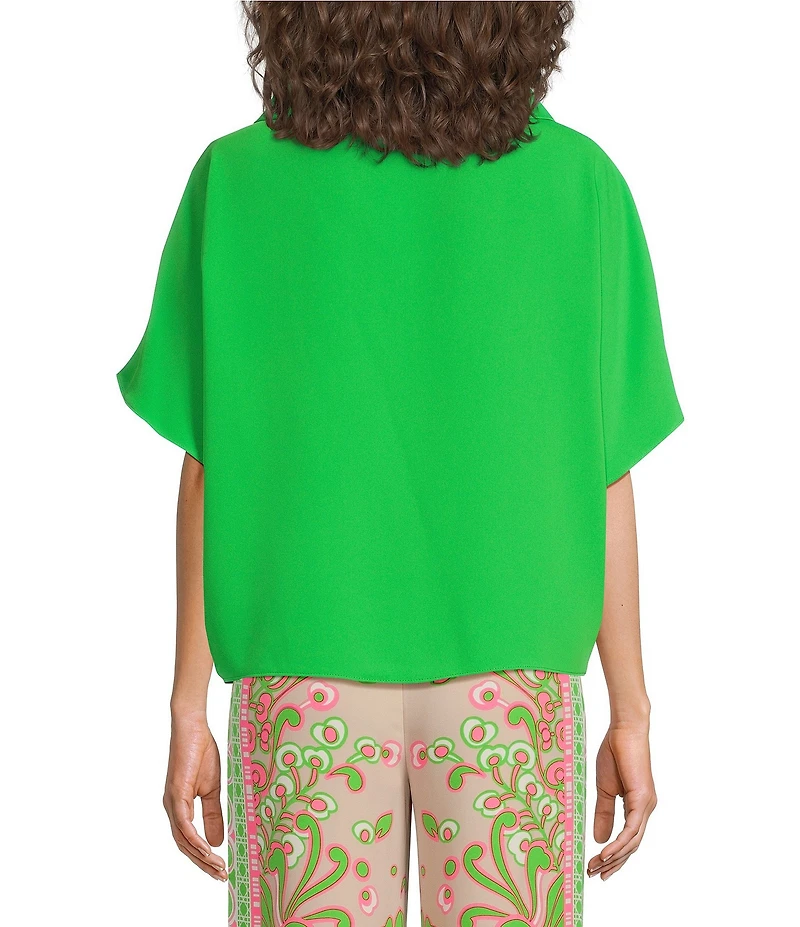 Trina Turk Honeysuckle Folded Boat Neck Short Dolman Sleeve Top