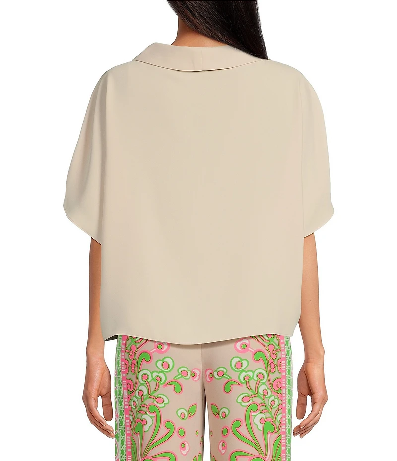 Trina Turk Honeysuckle Folded Boat Neck Short Dolman Sleeve Top