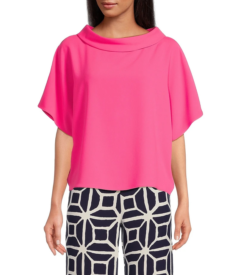Trina Turk Honeysuckle Folded Boat Neck Short Dolman Sleeve Top
