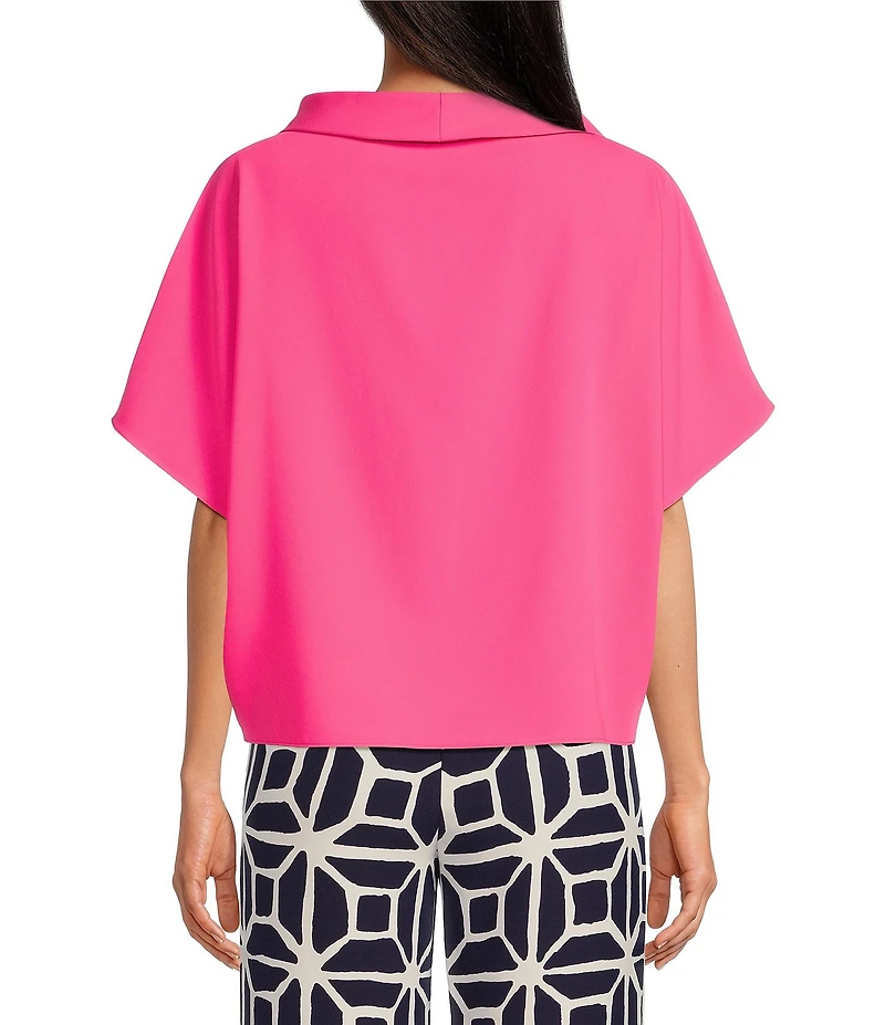Trina Turk Honeysuckle Folded Boat Neck Short Dolman Sleeve Top