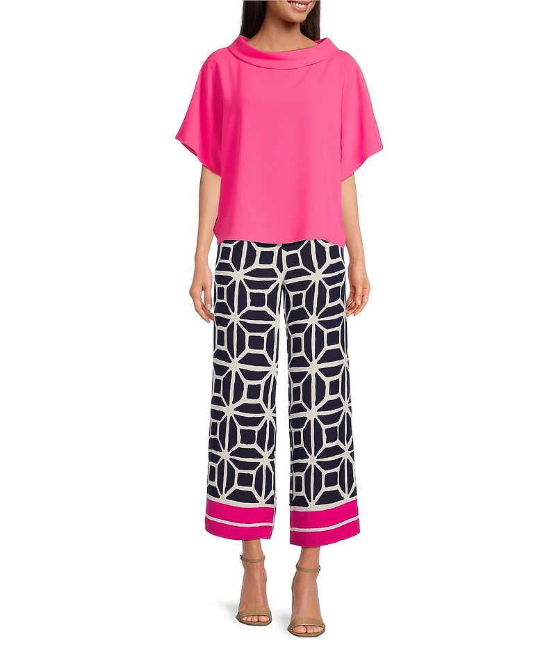 Trina Turk Honeysuckle Folded Boat Neck Short Dolman Sleeve Top
