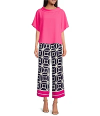 Trina Turk Honeysuckle Folded Boat Neck Short Dolman Sleeve Top