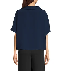 Trina Turk Honeysuckle Georgette Folded Funnel Neck Short Sleeve Top