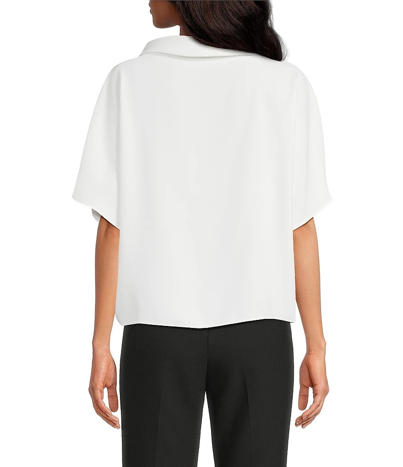 Trina Turk Honeysuckle Georgette Folded Funnel Neck Short Sleeve Top
