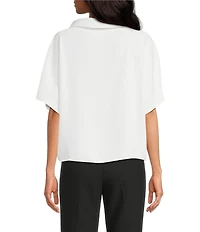 Trina Turk Honeysuckle Georgette Folded Funnel Neck Short Sleeve Top