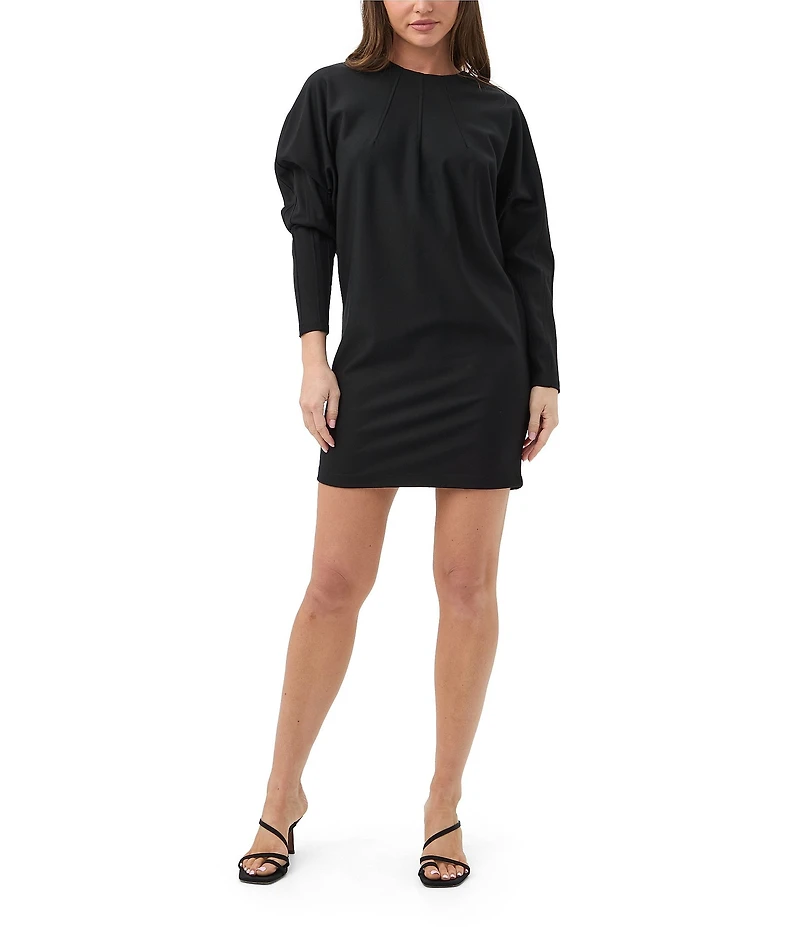 Trina Turk Jacaranda Ponte Round Neck Long Dolman Sleeve Mini Dress