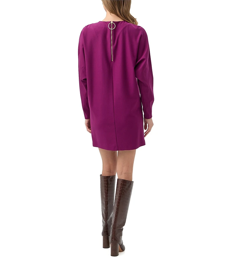 Trina Turk Jacaranda Ponte Round Neck Long Dolman Sleeve Mini Dress
