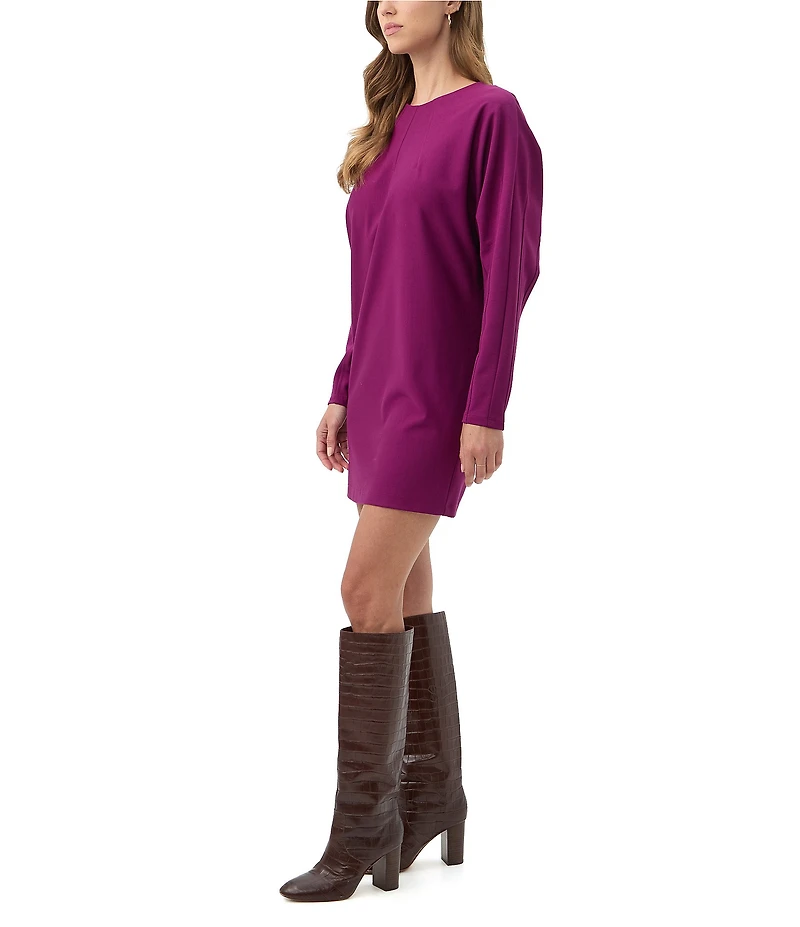 Trina Turk Jacaranda Ponte Round Neck Long Dolman Sleeve Mini Dress