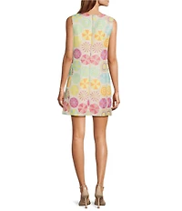 Trina Turk Jalane Umbrella Jacquard Boat Neck Sleeveless Dress