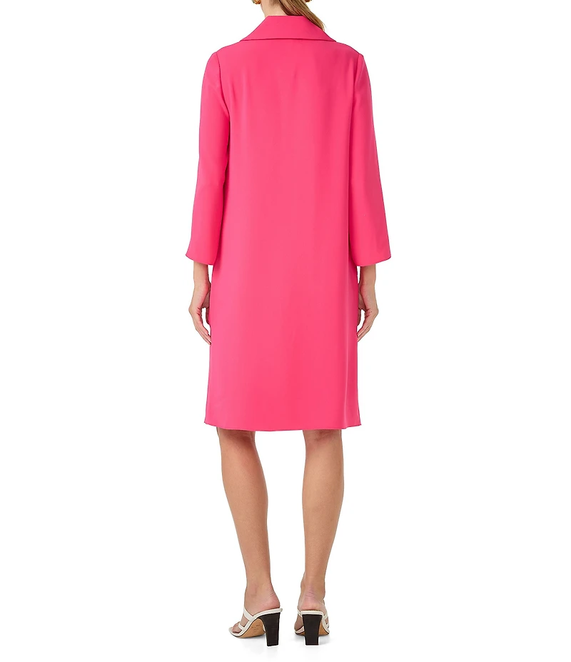 Trina Turk Janeiro Georgette Point Collar Lace-Up Bracelet Sleeve Dress