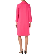 Trina Turk Janeiro Georgette Point Collar Lace-Up Bracelet Sleeve Dress