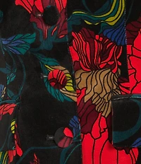 Trina Turk Kary Floral Print Velveteen Round Neck Sleeveless Button Front Vest Top